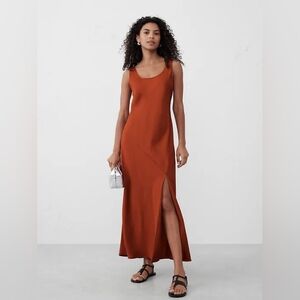 NWT Banana Republic Silky Twill Slit Maxi Dress Size XS In Arabian Spice
